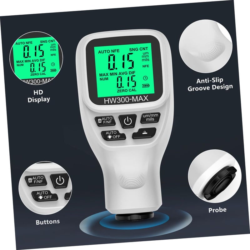 White Automotive Coating Thickness Gauge Digital Paint Depth Measurement Tool - Image 3